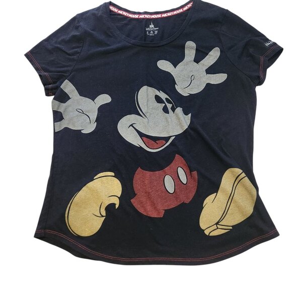 Mickey Mouse Disney Parks T-Shirt Disney World Black Graphic Womens‎ XL EUC - Picture 1 of 8